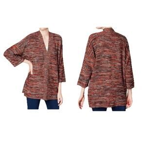 Pure J. Jill Campari Space Dyed Pullover Sweater Medium Tall V Neck Relaxed Fit